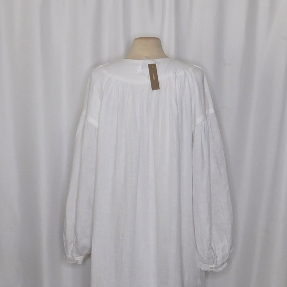 NWT!! J. CREW Gathered Popover Linen Dress Solid White Vacation Large Tall LT - Picture 10 of 15